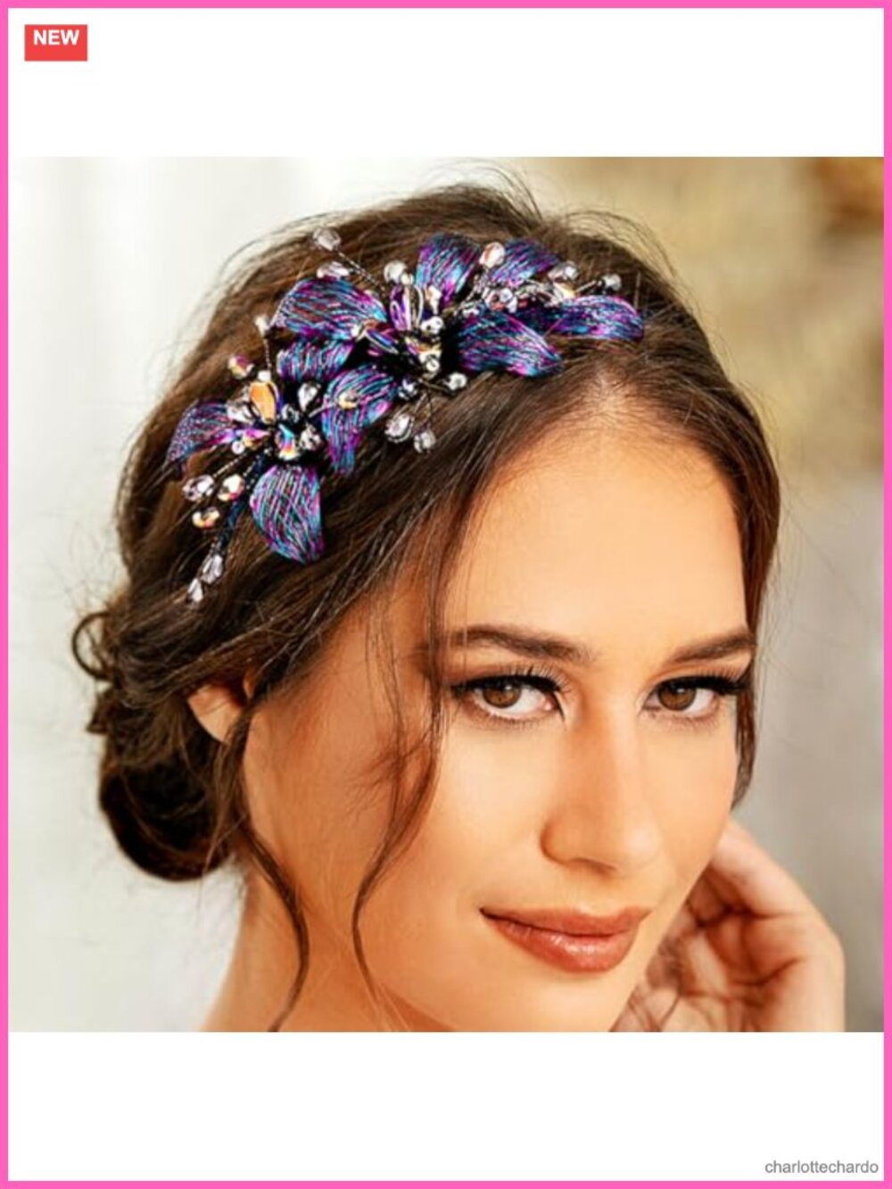 Crystal Bridal Headband Wire Floral Wedding Hair Accessory Women